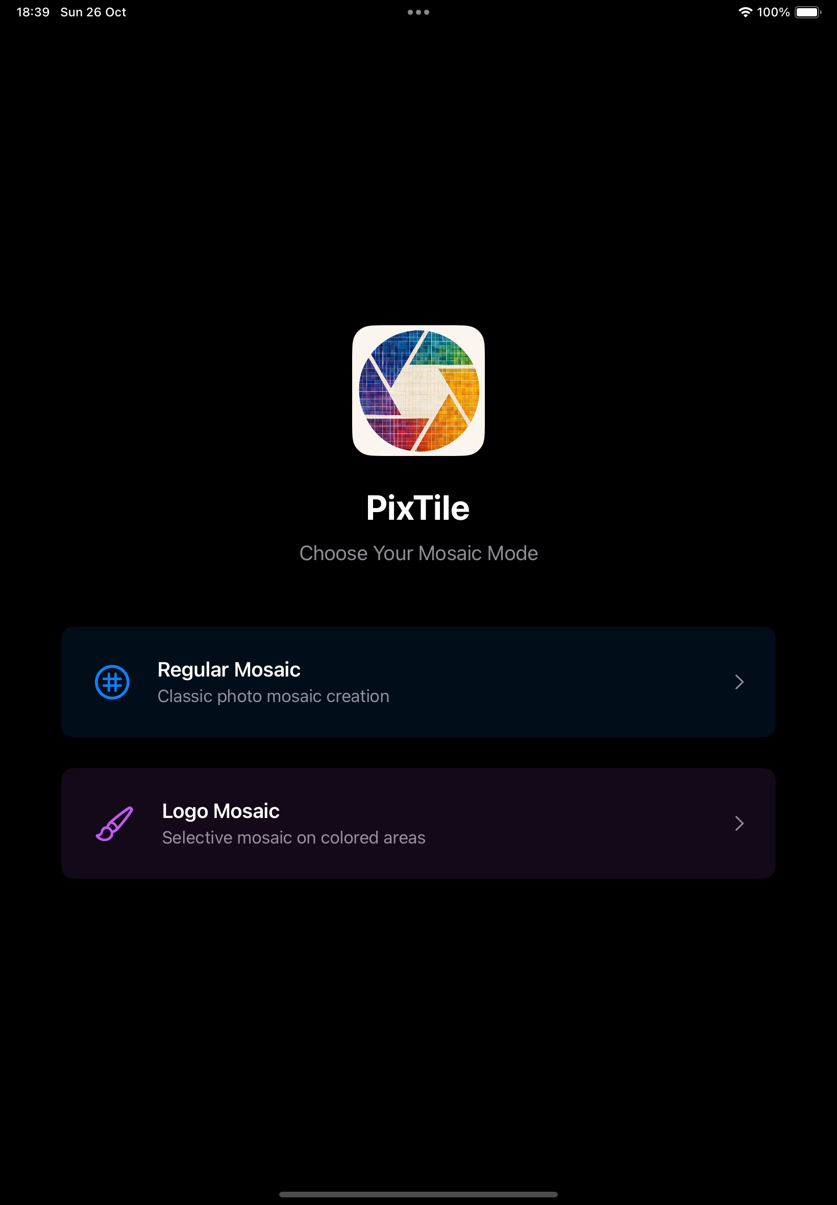PixTile main interface showing mosaic configuration controls